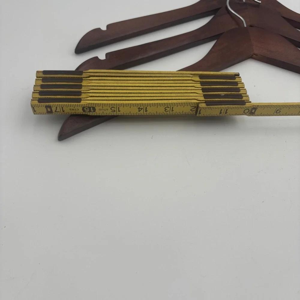 Wooden Hangers Set of 9 Brown Good Suit Shirt Pant Clips Notched